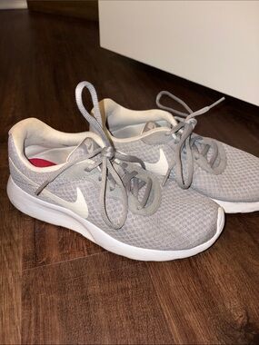 Nike Gray Mesh Running Shoes with White Swoosh